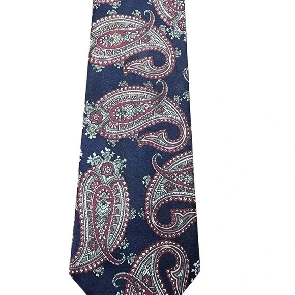 Botany 500 Mens Dark Blue Paisley Tie - Picture 4 of 6
